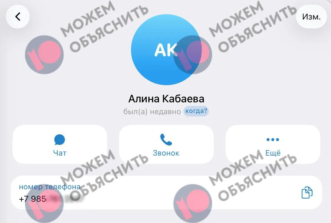 В материалах указано, что номер, привязанный к госуслугам и порталу здравоохранения Москвы, связан с Алининой Кабаевой; Telegram продолжает сталкиваться с ограничениями и сбоев в работе.